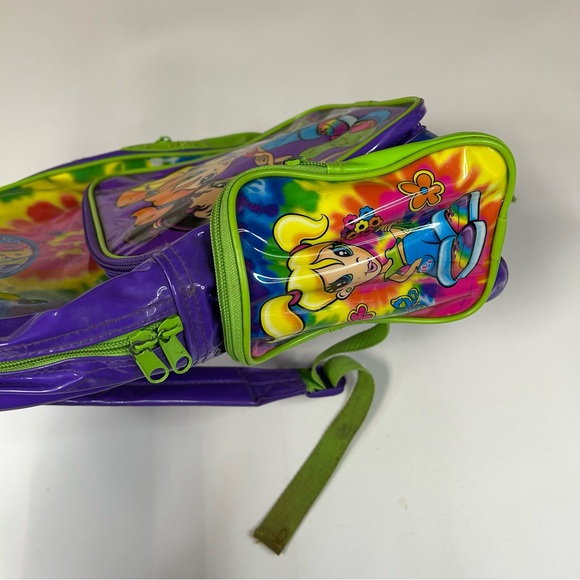 Vintage Lisa Frank Full Size Backpack 3 Fab Girl Friends Tie Dye Purple Green - Picture 14 of 15